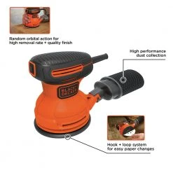 Black & Decker BDERO100 120V 2 Amp Brushed 5 In. Corded Random Orbit Sander -BLACK+DECKER Sales bdknbdero100 e
