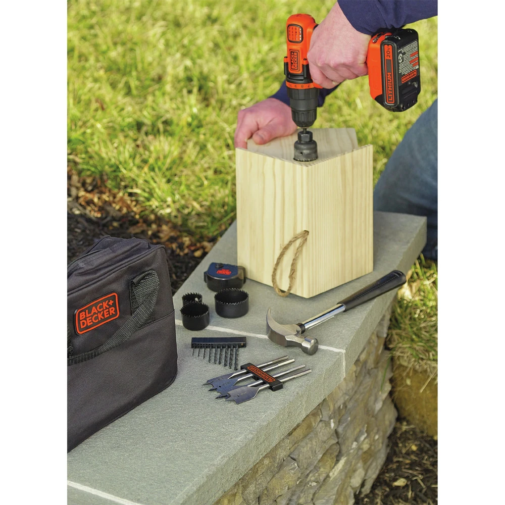 Black & Decker LDX120PK 20V MAX Lithium-Ion 3/8 in. Cordless Drill Driver Kit with 68-Piece Project Set (3 Ah) Black & Decker LDX120PK 20V MAX Lithium-Ion 3/8 In. Cordless Drill Driver Kit With 68-Piece Project Set (3 Ah) -BLACK+DECKER Sales