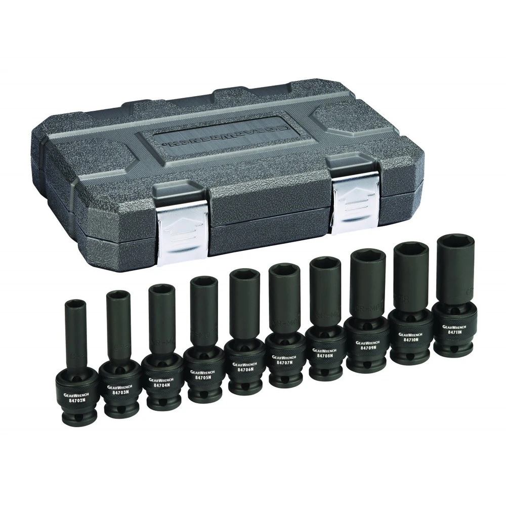 GearWrench 84945N 10-Piece 1/2 in. Drive Metric Deep Universal Socket Set GearWrench 84945N 10-Piece 1/2 In. Drive Metric Deep Universal Socket Set -BLACK+DECKER Sales kdtn84945n