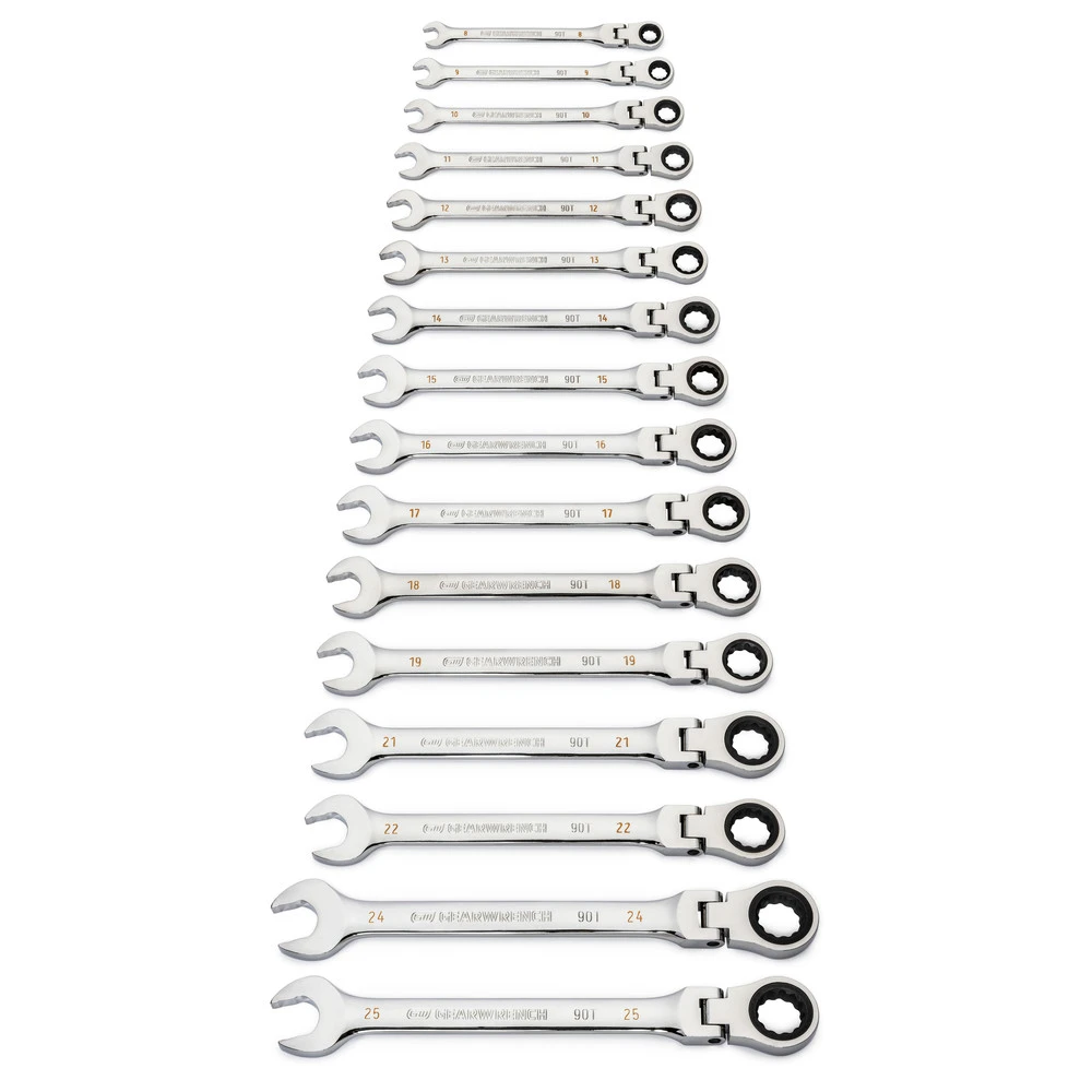 GearWrench 86728 16-Piece 90-Tooth 12 Point Metric Flex Head Combination Ratcheting Wrench Set 5 GearWrench 86728 16-Piece 90-Tooth 12 Point Metric Flex Head Combination Ratcheting Wrench Set - Image 3