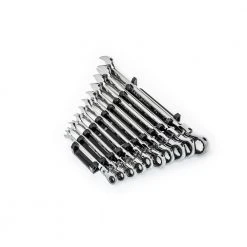 GearWrench 86758 10-Piece 90-Tooth 12 Point SAE Flex Head Combination Ratcheting Wrench Set