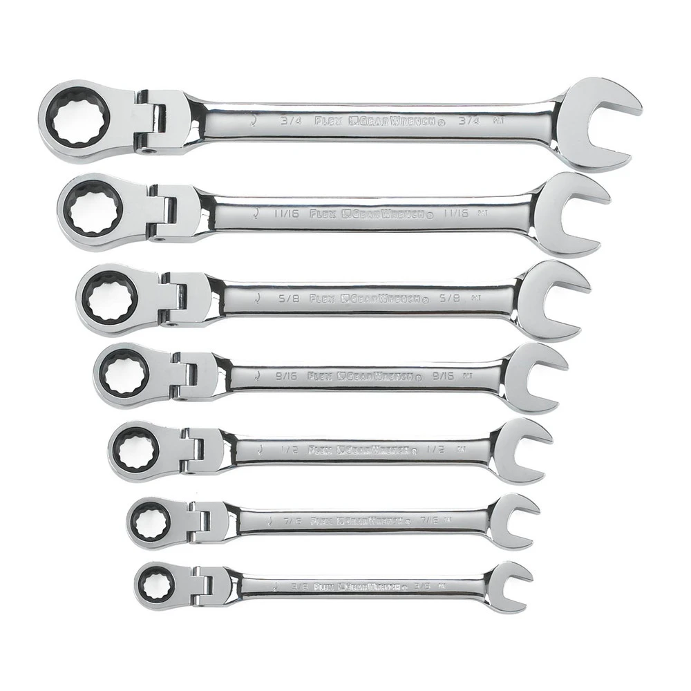 GearWrench 9700 7-Piece SAE Flex Head Combination Ratcheting Wrench Set GearWrench 9700 7-Piece SAE Flex Head Combination Ratcheting Wrench Set -BLACK+DECKER Sales kdtn9700