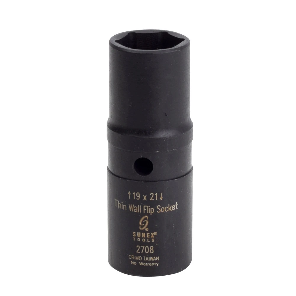 Sunex 2708 1/2 in. Drive 19mm x 21mm Metric Deep Well Thin Wall Flip Socket Sunex 2708 1/2 In. Drive 19mm X 21mm Metric Deep Well Thin Wall Flip Socket -BLACK+DECKER Sales